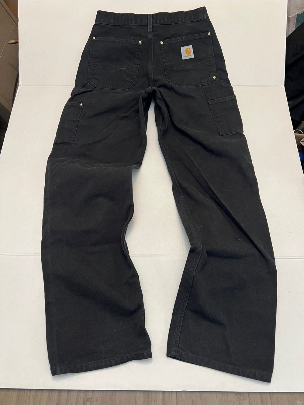 VINTAGE Y2K CARHARTT USA UNION MADE DOUBLE KNEE WORK PANTS BLACK SIZE 31x34 - Picture 10 of 12